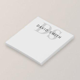 Modern Name & Monogram | Editable Gray & Black Post-it Notes