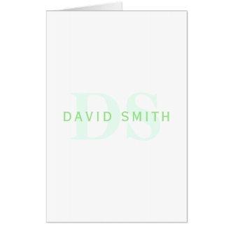 Modern Name & Monogram | Green & White Card