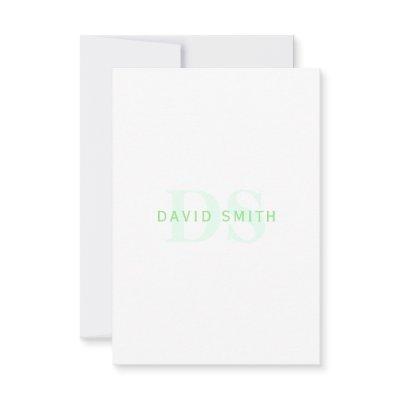 Modern Name & Monogram | Green & White Thank You Card