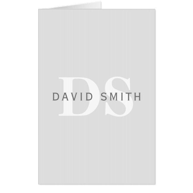 Modern Name & Monogram | Light & Dark Grey White Card