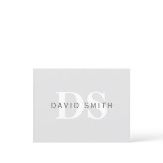 Modern Name & Monogram | Light & Dark Grey White Invitation Postcard