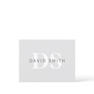 Modern Name & Monogram | Light & Dark Grey White Invitation Postcard