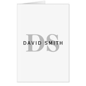 Modern Name & Monogram | White Black & Grey Card