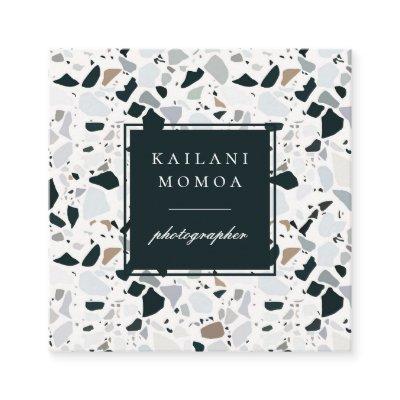 Modern Natural Blue Terrazzo Pattern Square