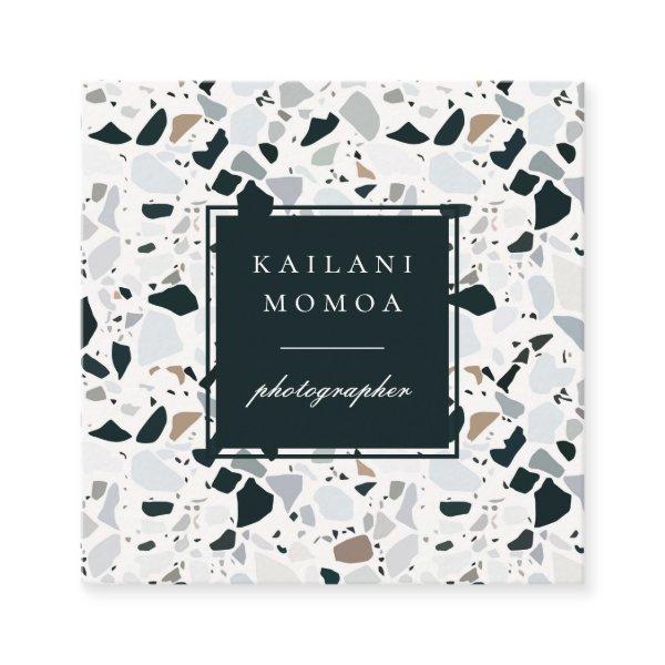 Modern Natural Blue Terrazzo Pattern Square