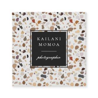 Modern Natural Earth Tone Terrazzo Pattern Square