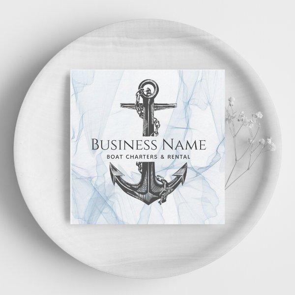 Modern Nautical Anchor & Chain Fishing Sailing     Square