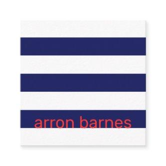 Modern Nautical Navy  Blue Striped Square
