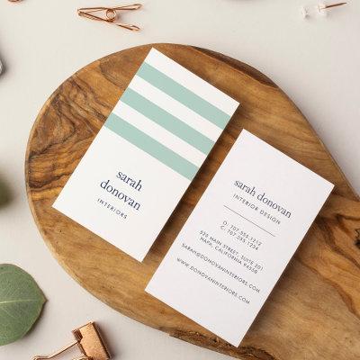 Modern Navy and Mint Stripe
