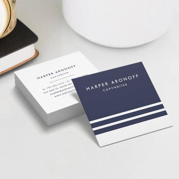 Modern Navy and White Stripe Square