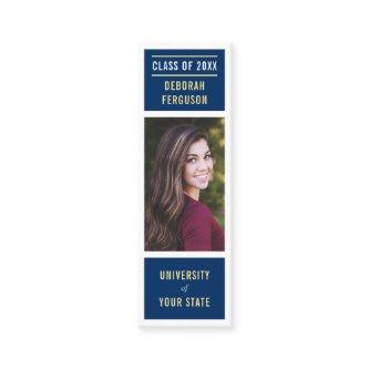 Modern navy blue white graduation photo insert