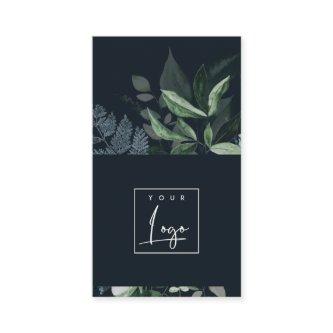 Modern Navy Green Leafy Tropical Foliage Fern Logo