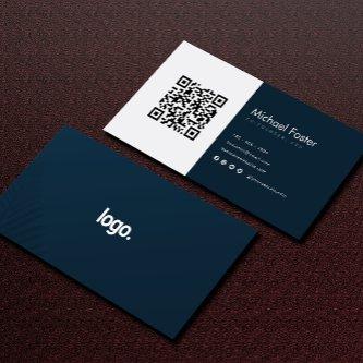 Modern Navy White CEO Scannable Qrcode