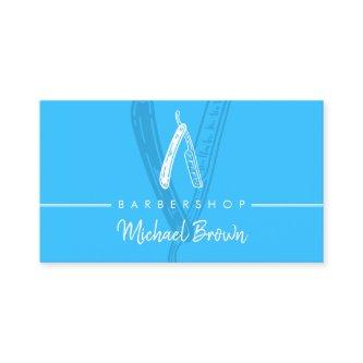 Modern Neon Blue Barber Razor Design
