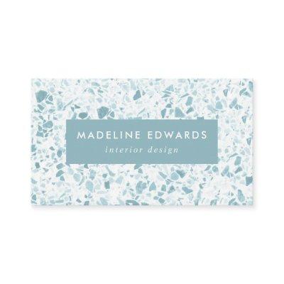 Modern Ocean Blue & White Terrazzo
