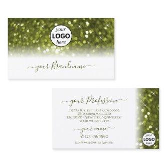 Modern Olive Green Bright Sparkle Glitter Add Logo