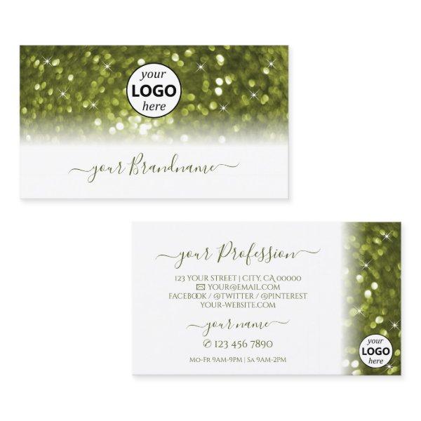 Modern Olive Green Bright Sparkle Glitter Add Logo