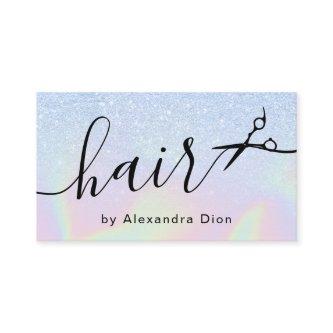 Modern ombre blue holographic hairstylist