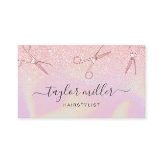Modern ombre rose gold holographic hairstylist