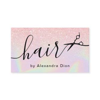 Modern ombre rose gold holographic hairstylist