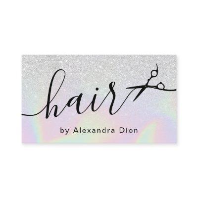 Modern ombre silver holographic hairstylist