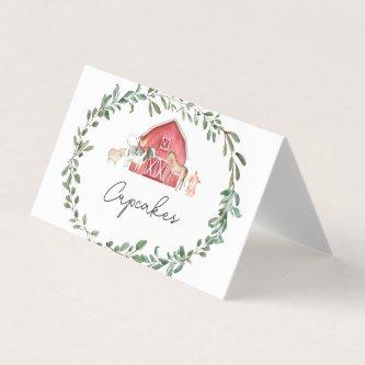 Modern on the Farm food tent cards, place settings