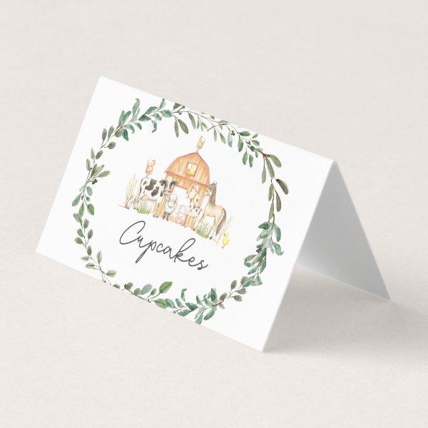 Modern on the Farm food tent cards, place settings