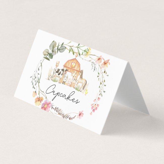 Modern on the Farm food tent cards, place settings