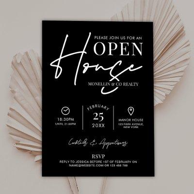 Modern Open House Black & White Realty Business I Invitation