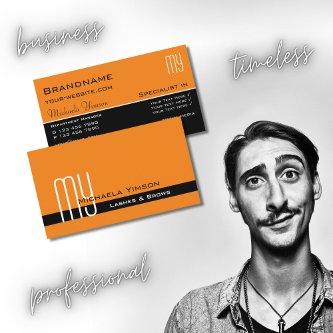 Modern Orange and Black with Initials Professional