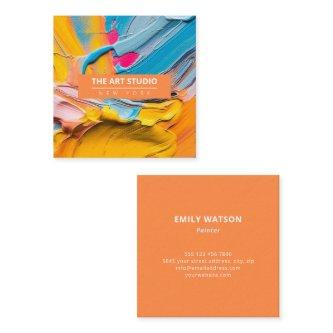 Modern Orange Name Artwork Artist Art Studio Square