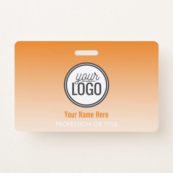 Modern Orange Ombre Professional Name Tag Badge