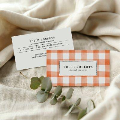 Modern Orange Watercolor Buffalo Plaid Rustic