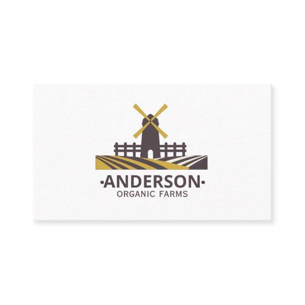 Modern Organic Farmer Windmill Logo
