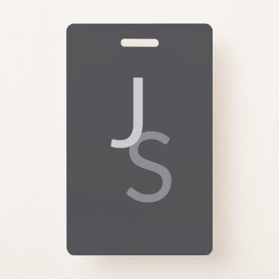 Modern Overlapping Monogrammed Initials | Gray Badge