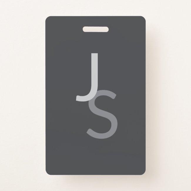 Modern Overlapping Monogrammed Initials | Gray Badge