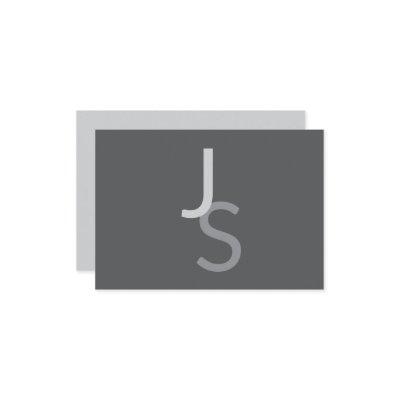Modern Overlapping Monogrammed Initials | Gray Enclosure Card