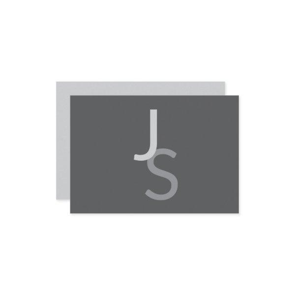 Modern Overlapping Monogrammed Initials | Gray Enclosure Card