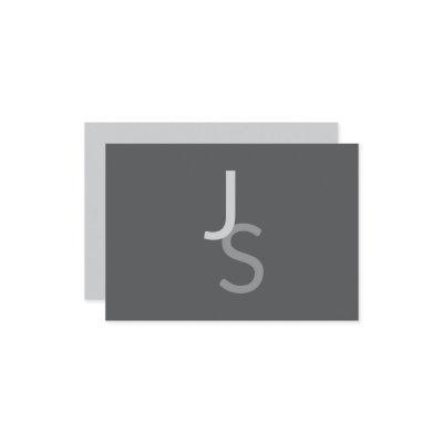 Modern Overlapping Monogrammed Initials | Gray Note Card