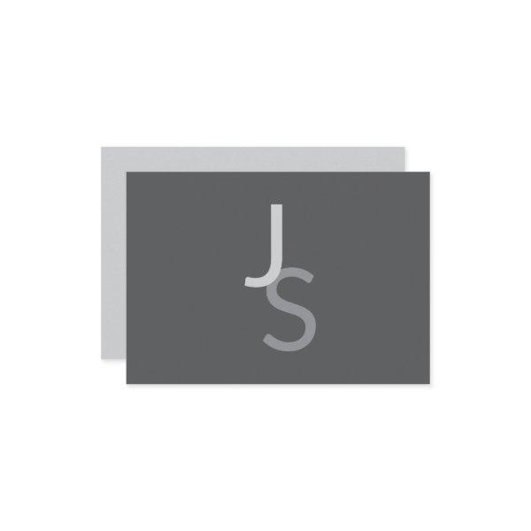 Modern Overlapping Monogrammed Initials | Gray Note Card
