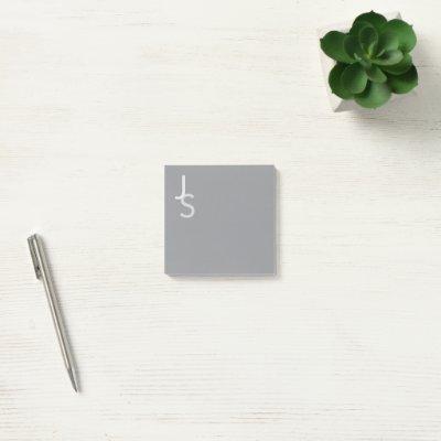 Modern Overlapping Monogrammed Initials | Gray Post-it Notes