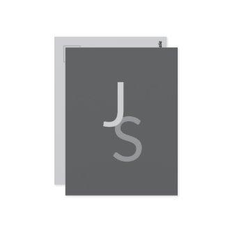 Modern Overlapping Monogrammed Initials | Gray Postcard