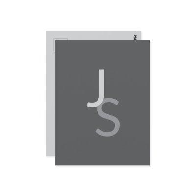 Modern Overlapping Monogrammed Initials | Gray Postcard