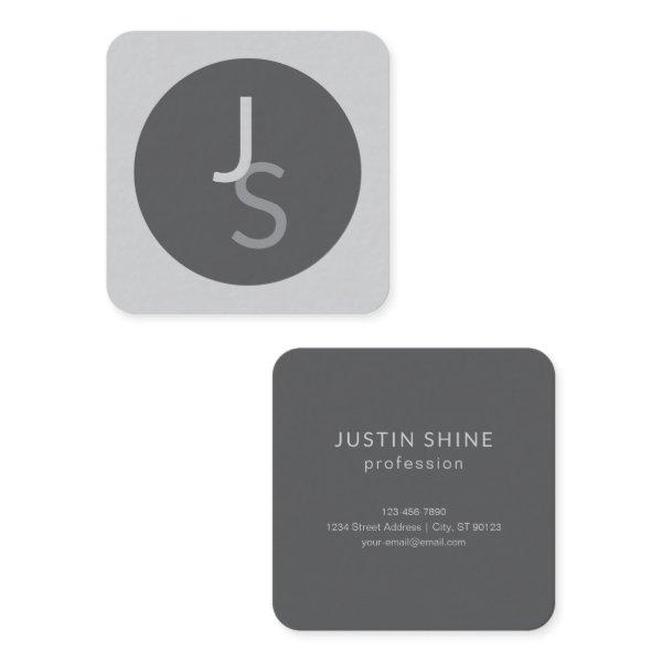 Modern Overlapping Monogrammed Initials | Gray Square