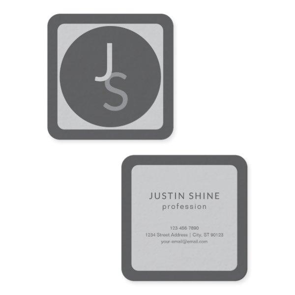 Modern Overlapping Monogrammed Initials | Gray Square