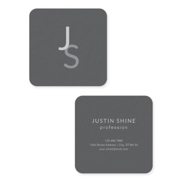 Modern Overlapping Monogrammed Initials | Gray Square