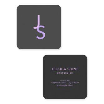 Modern Overlapping Monogrammed Initials | Grey Square