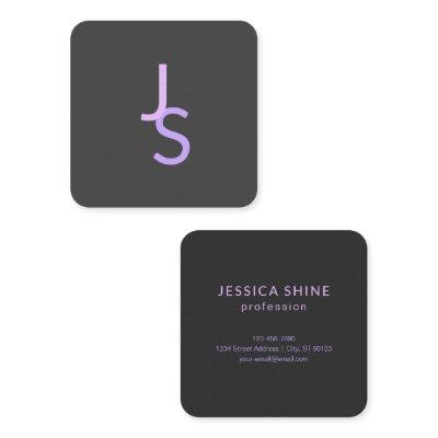 Modern Overlapping Monogrammed Initials | Grey Square