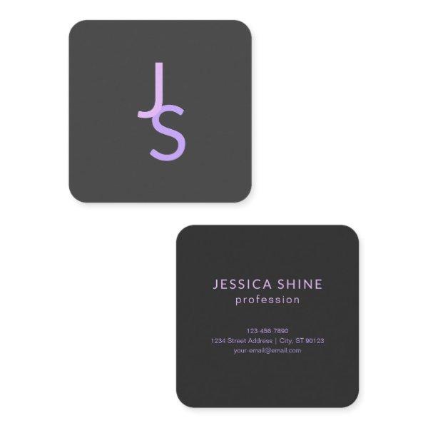 Modern Overlapping Monogrammed Initials | Grey Square