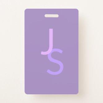 Modern Overlapping Monogrammed Initials | Purple Badge